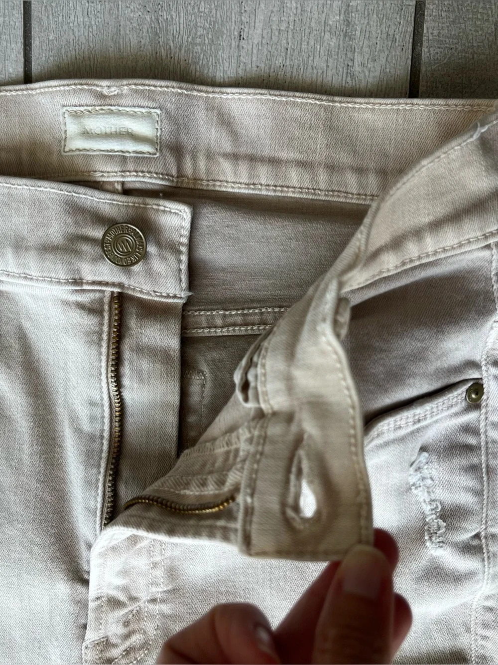 MOTHER Denim Jean Stunner Zip Ankle Step Fray 25 Sexy Just Walked Into Town Sand